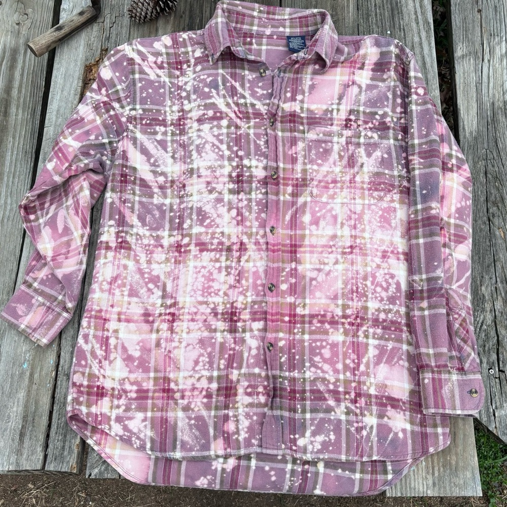 Vintage-Inspired Pink Plaid Long Sleeve Shirt